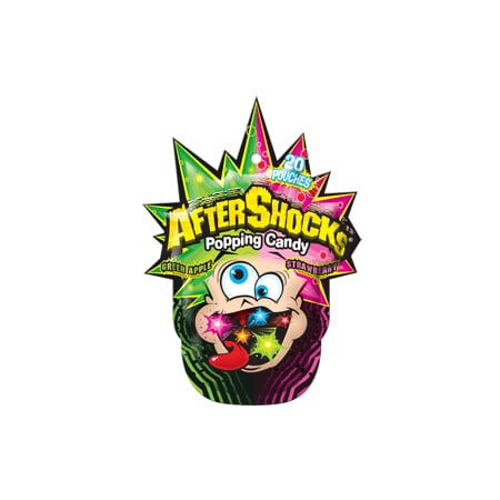 Aftershocks Popping Candy 1.06 oz. Mixed Peg Bag Strawberry/Green Apple, PK18 38192